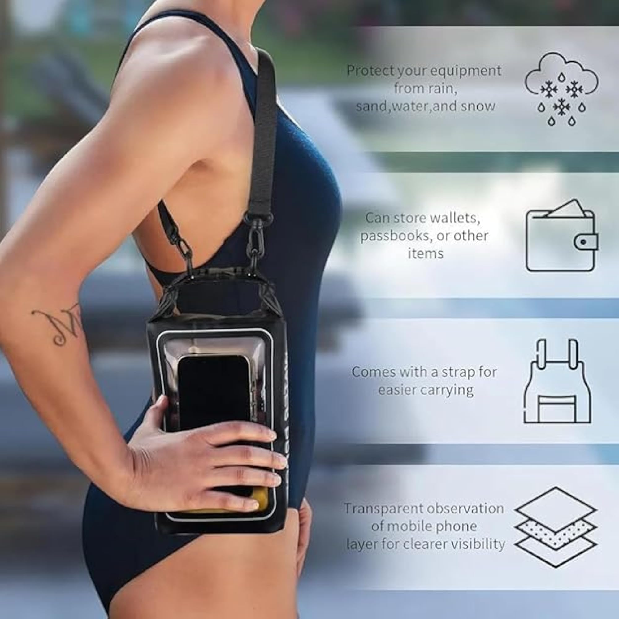 Waterproof Dry Bag with Transparent Phone Case, Floating Sack